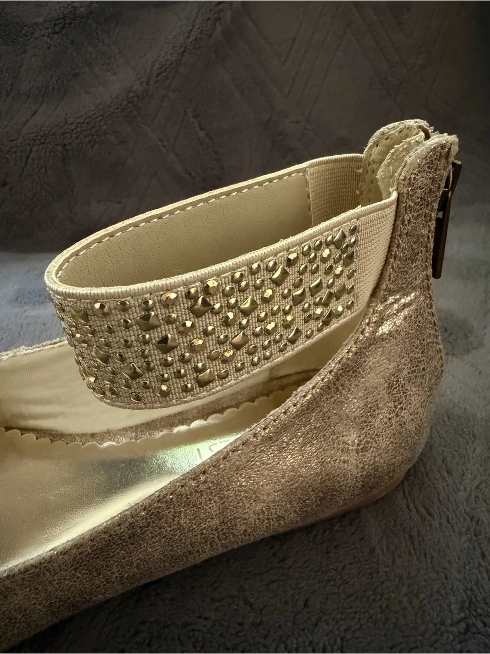 Girls' Glitter Ankle-Strap Ballet Flat - Gold